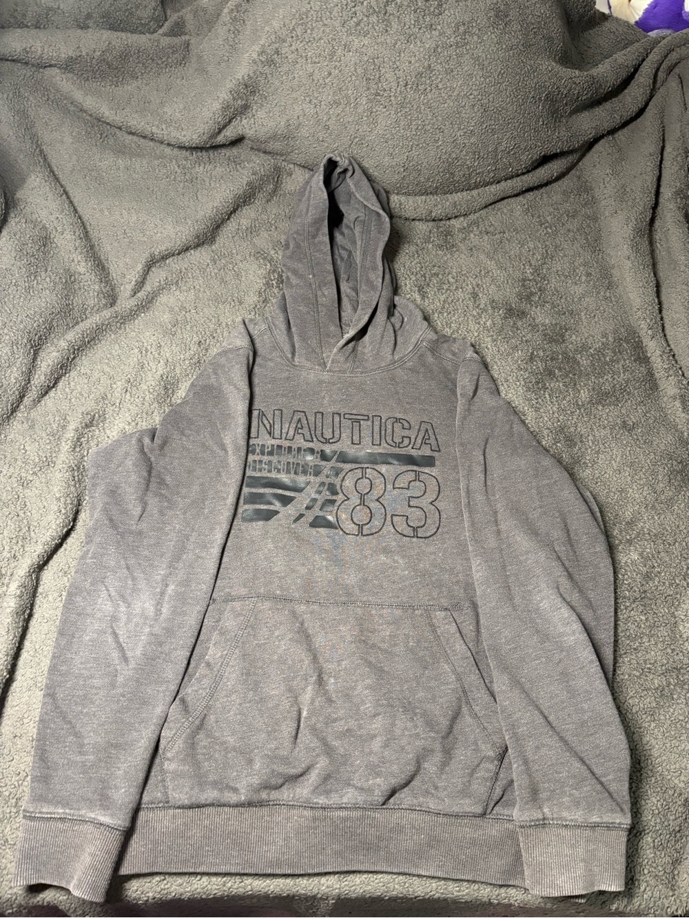 Nautica Gray Hooded Sweatshirt with '83' Chest Graphic
